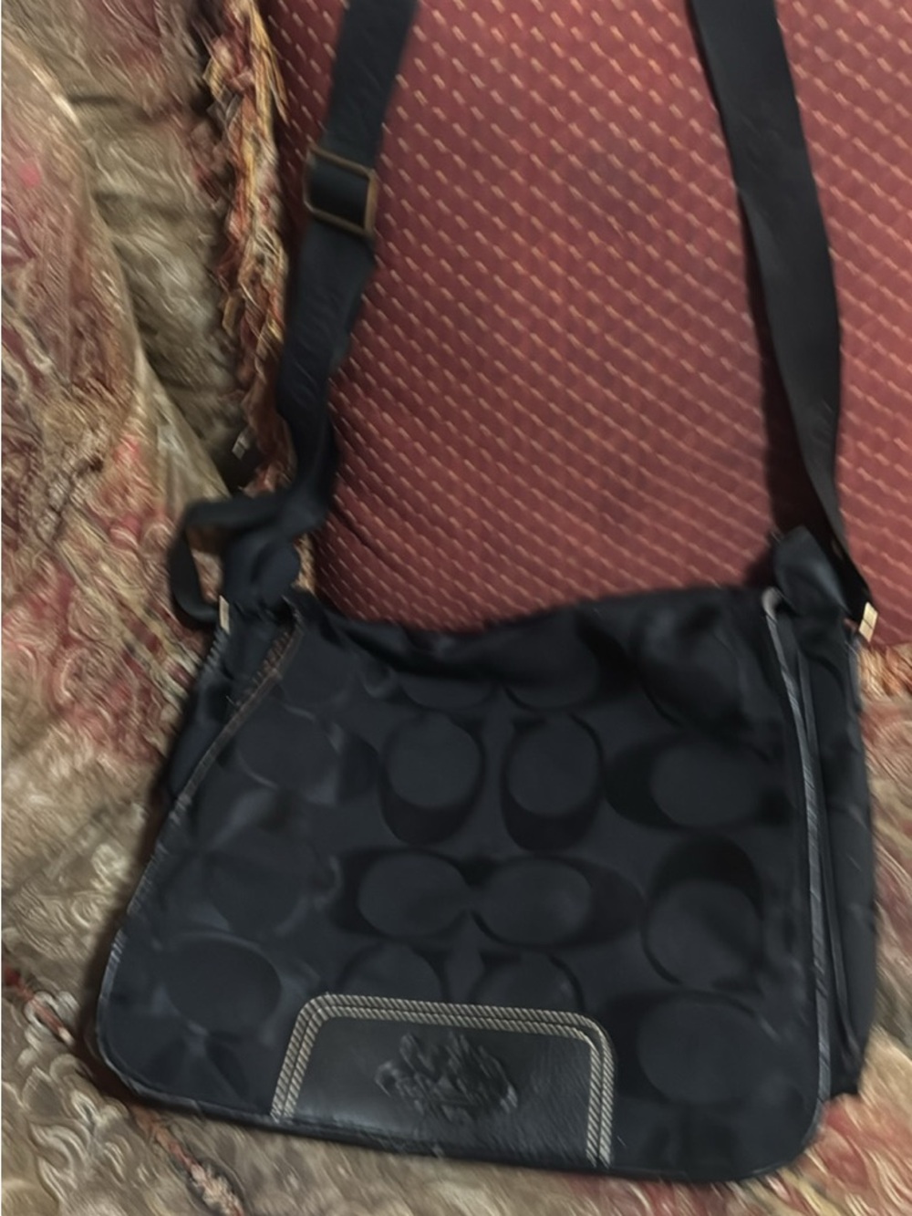 Coach Black Signature Nylon Crossbody Bag